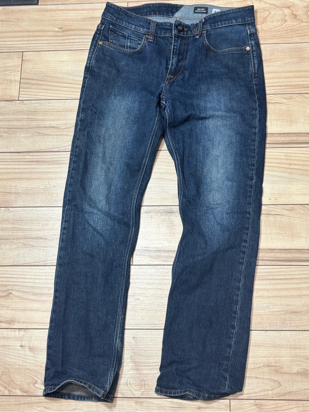 Volcom Straight-Leg Men's Jeans in Dark Blue Denim